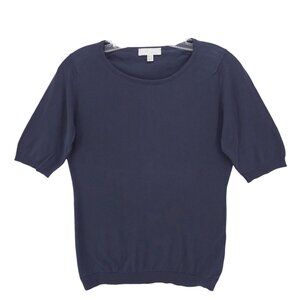 JOHN SMEDLEY Sea Island Cotton Navy Blue Tee Knit Top Women's Size MEDIUM